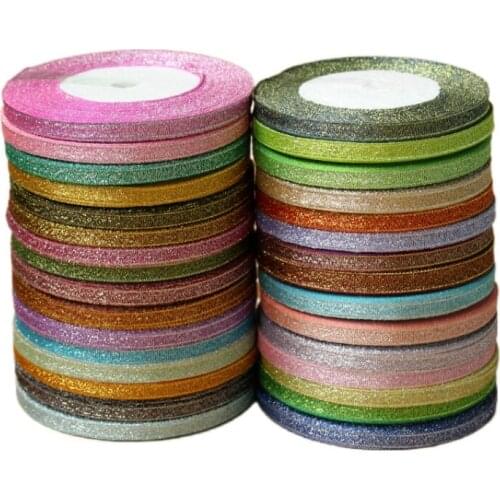 6mm(22meters/Roll) Metallic Glitter Ribbon For Wedding Birthdays Baking Cakes Party Decoration gift Packaging DIY Onion Ribbons