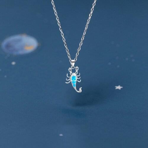 Ayowei New Statement Jewelry Scorpio Design Blue Fire Opal silver plated Fashion Jewelry Necklace Pendants for Ladies OPS694A
