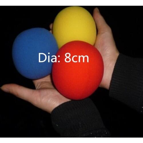 Free Shipping! 3pcs/lot 8 cm Sponge Ball Red/Yellow/Blue - Magic Tricks,Fun Magic,Magic Accessories,Close-up,Satge Magic props