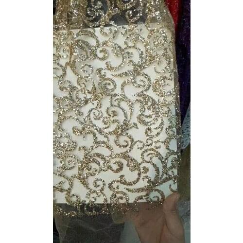 Glitter Mesh Fabric For Sewing Dress ZH-7273 Embroidered Tulle Lace High Quality Glitter Lace Fabric