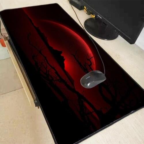 XGZ Crimson Night Moon Large Gaming Mouse Pad Gamer Locking Edge Keyboard Mouse Mat Gaming Desk Mousepad for CS GO LOL Dota XXL