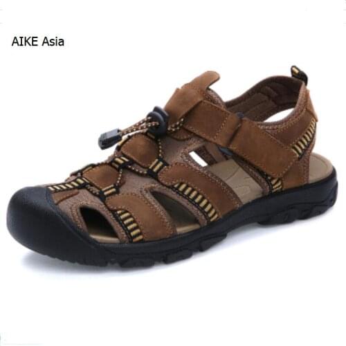 Best selling new summer deodorant sandals mens Baotou beach shoes brand casual shoes leather sandals non-slip sandals EUR 38-47