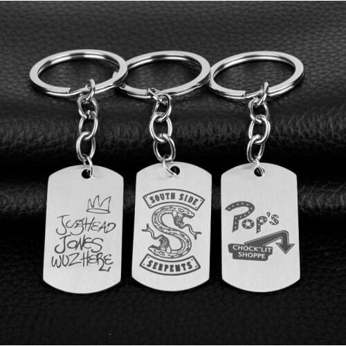 Riverdale Keychain Stainless Steel Dog Tags Pendant Jughead Jones Key Ring Fashion Jewelry Car Keyholder Women Men Jewelry -50