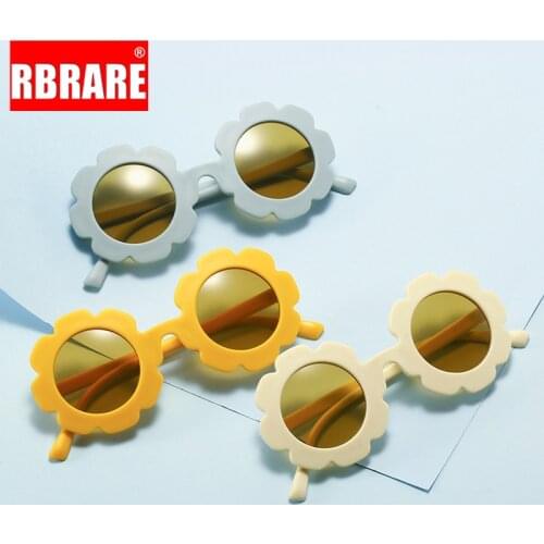 RBRARE Children Sunglasses Small Frame Sun Flower Sunglasses for Boys and Girls Retro Round Sunglasses Cute Flower Kids Glasses