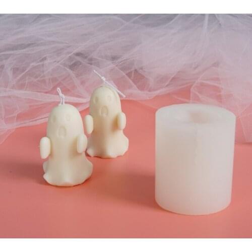 3D Halloween Ghost Candle Mold Geometric Silicone Clay Resin Mold for Making Soy Wax Beeswax Candles Handmade Art Craft Supplies