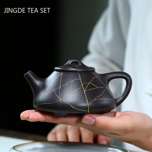 Yixing Raw Ore Stone Scoop Tea Pot Purple Clay Teapot Beauty Kettle Home Handmade Tea Set Customized Gifts Tie Guanyin 220ml