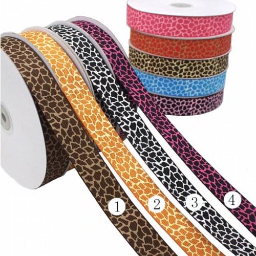 [IuBuFiGo] 5/8"(16mm) Animal Giraffe Printed Grosgrain Ribbon Garment Ribbon 10Y