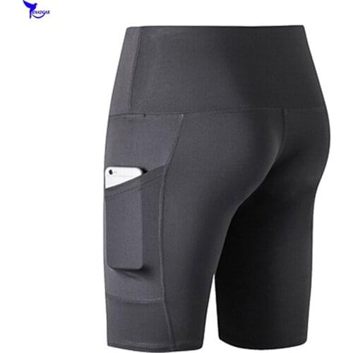 Compression Dry Fit Sports Yoga Shorts With Pockets Women 2019 High Waist Elastic Short Leggings Running Jogging Fitness Tights