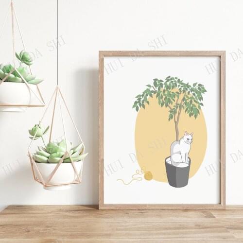 Cat with blue eyes, Cat drawing, Printable Poster, Cat print, Digital Wall Art, Cat Illustration