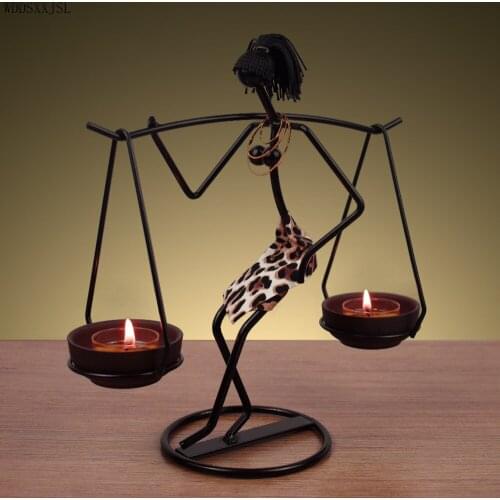 Creative Abstract Character Candle Holder Decoration Metal Crafts Pick Tam Girl Countertop Home Living Room Candle Holder Decor