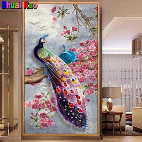 Mosaic art peacock 5D DIY, Diamond Painting Full drill animal diamond Embroidery gift needlework diamond stitch home decor