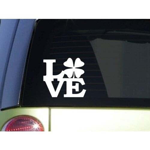 Shamrock Love 6" STICKER DECAL Irish ireland luck clover leaf window Sticker