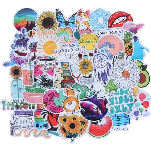 50Pcs/bag Stickers Cartoon Simple Kawaii Stickers For Chidren Toy Waterproof Sticker To DIY Laptop Bicycle Helmet Car Decals