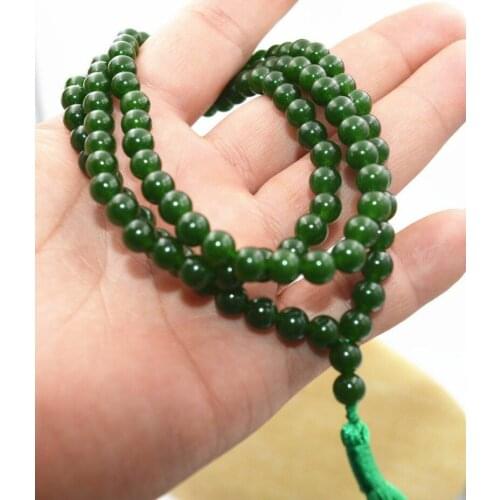 Natural 6mm stone Buddhist Dark emerald 108 Prayer Beads Mala Bracelet Necklace jade Jewelry crystal