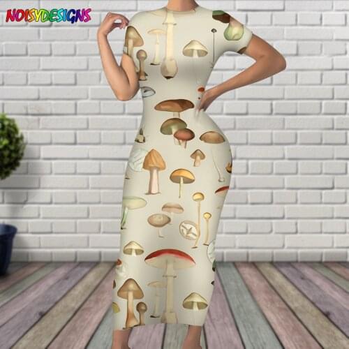NOISYDESIGNS Mushroom Fungus Print Fashion Dresses For Women 2021 Fashion Plus Size Clothing Personality Vestidos Largos Verano