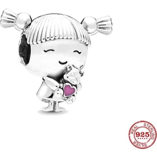 New Original silver color girl with heart diy bead charm fit european pandora charms bracelet bangles diy jewelry P219