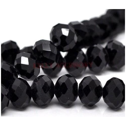 Wholesale 140pcs/lot 8MM Black Faceted Crystal Rondelle Beads Loose Spacer Glass Beads For Jewelry Making Bracelet DIY Beads