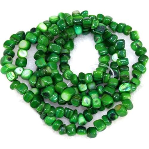 Wholesale Gravel Shape 5-8 mm Square Natural Shell Dye Green Beads For Jewelry Making Stone Conch DIY Bracelet Necklace 34
