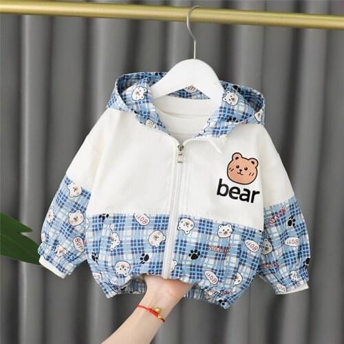 2021 Autumn Baby Girls Boys Coats Toddler Infant Clothing Kids Cute Cartoon Bear Casual Jackets Children Hooded Windbreaker