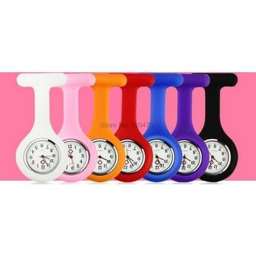 By dhl 200pcs practical Nurses Watches Doctor portable Watch Silicone Batteries Quartz with Clip clock