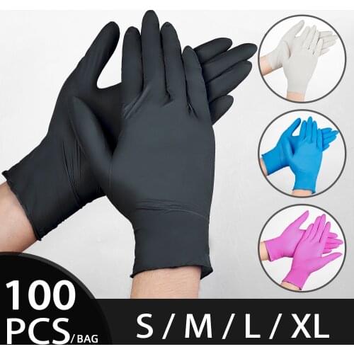 Nitrile Synethtic Gloves Blue 100pcs Food Grade Waterproof Allergy Free Disposable Work Safety Gloves Household Mechanic Kitchen