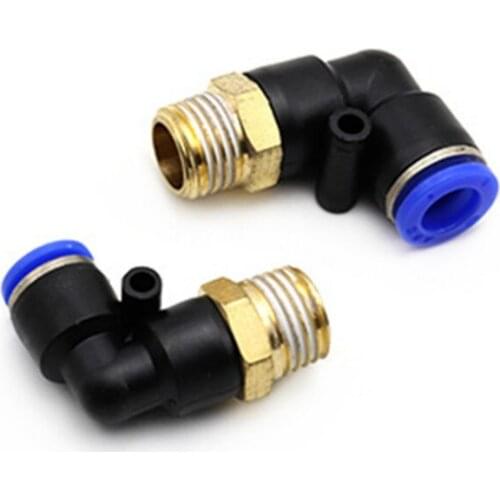 PL" Hose OD 4 6 8 10 12mm - 1/8'' 1/4'' 3/8'' 1/2'' BSP Male Thread Pneumatic Tube Elbow Connector Tube Air Push In Fitting