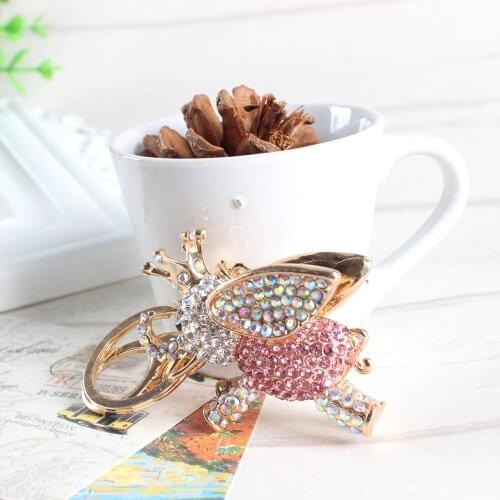 Fly Elephant Pink Big Wing Ear Charm Pendant Crystal Purse Bag Keyring Key Chain Women In Apparel & Accessories Elegant Gift