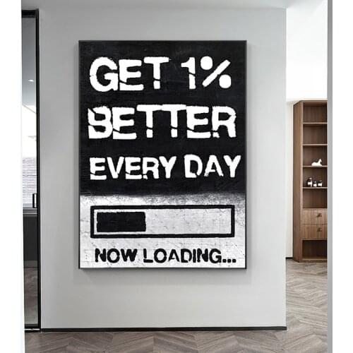 Get 1% Better Every Day Inspirational Canvas Painting Motivational Quote Posters Prints Cuadros Wall Art Picture Home Decor