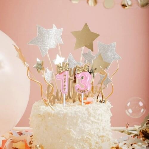 Bow-Knot Number 1-3 Birthday Party Cake Decoration Candles Anniversary Valentines Day Romantic Pink number Candles Supplies