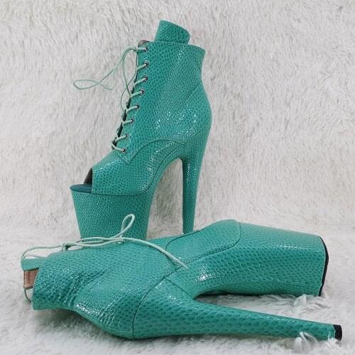 Leecabe 20CM/8inches snakeskin upper High Heel platform Pole Dance boot