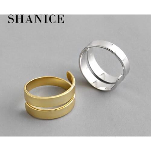 SHANICE 925 Sterling Silver Open Ring INS niche simple double-layer smooth ring personality all match Adjustable Rings For Women