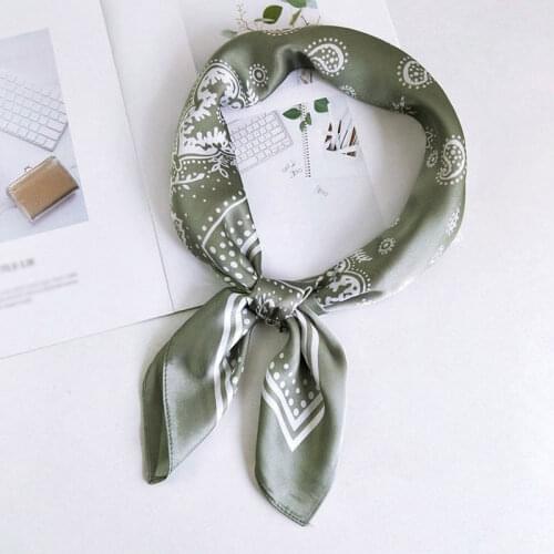 Fashion Cashew Flower Print Small Silk Scarf Womens Scarves Orange Black Silk Satin Head Scarves Hip Hop Bandana Hair Tie Band