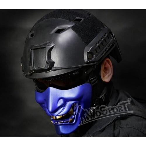 Airsoft Paintball Prajna Half Facemask Cosplay amurai Hannya Horror Skull Halloween Paintball Hunting Party Jokes Facemask