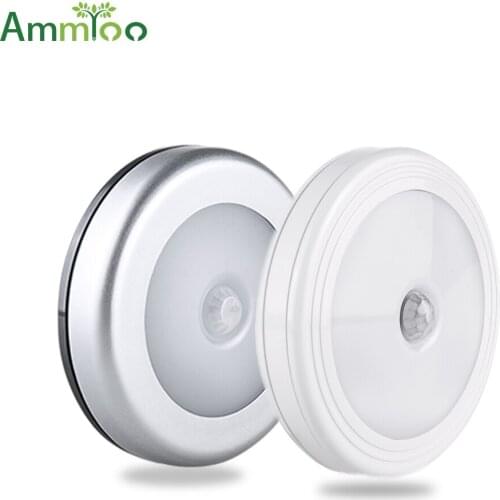 AmmToo Motion Sensor LED Night Lights Wireless Magnetic Cabinet Lamps Battery Powered Closet Wardrobe Touch Control Wall Light
