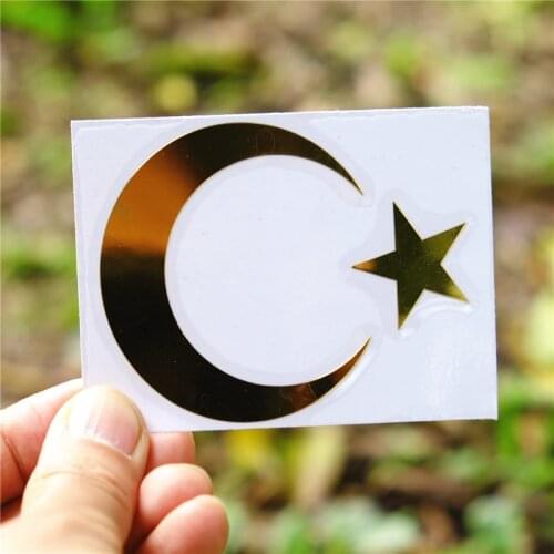Three Ratels MT-021# 60*74mm Turkish Flag Turkey Crescent Moon Flag Of Turkey Star Metal Nickel Car Sticker Auto Car Stickers