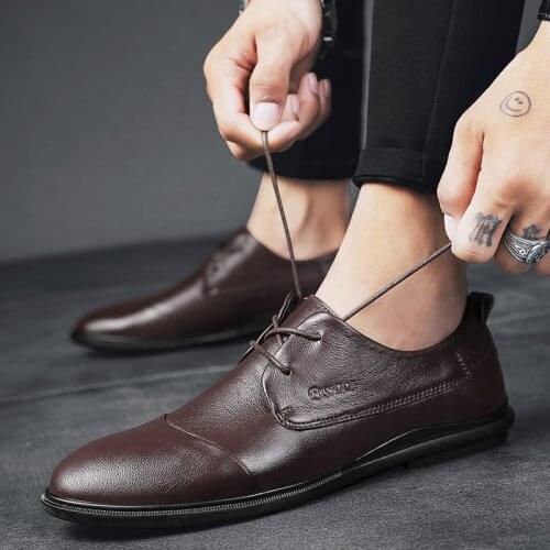 Men Leather Shoes Breathable Male Spring Autumn men footwear Business Casual shoes Office Black Casual Shoe
