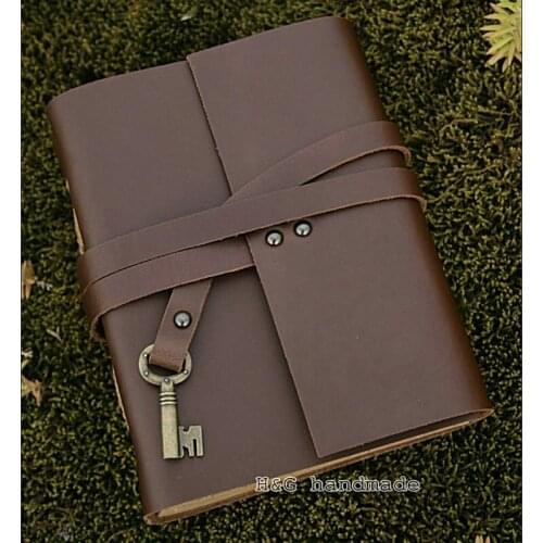 Free Shipping High Quality Genuine Leather Vintage Notebook Notepad Travel Journal Diary Book Creative Gift Handmade