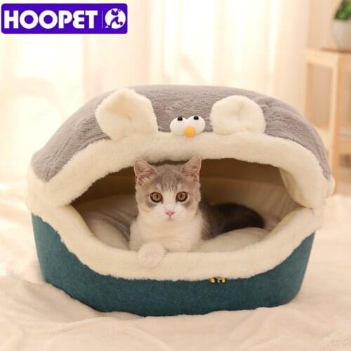 HOOPET Winter Warm Cat Bed Comfortable Cute Basket For Cats Cozy Kitten Lounger Cushion Remove Washable Pet House Cat Supplies