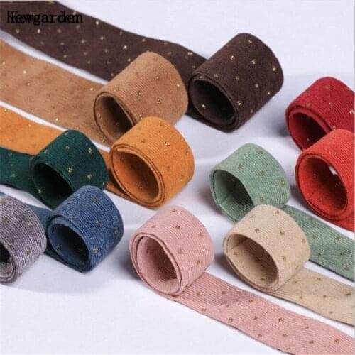 Kewgarden Wholesale Stripe Gold Dot Corduroy Ribbon 38 25 10mm 1" 1.5" Handmade Tape DIY Hair Bow tie Sewing Accessories 20 Yard