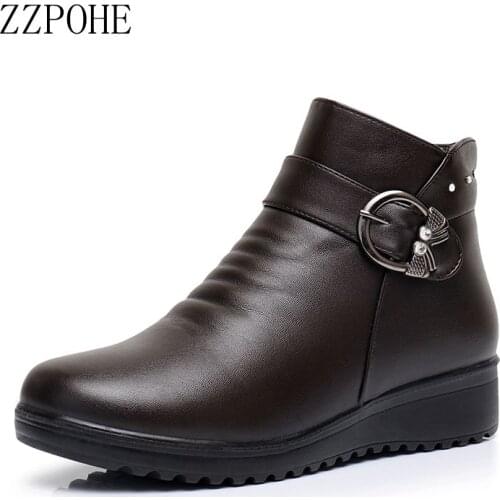 ZZPOHE Winter Autumn Woman Fashions Snow Boots womens casual ankle boots mother flat warm non-slip cotton shoes Female Shoes