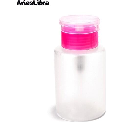 1pc 150ml Pink Nail Polish Liquid Alcohol Press Pump Dispenser Bottle UV Gel Cleaner Empty Nail Polish Remover Nail Art Tools