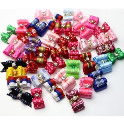 10PCS pet Bows Dog Hair Bows for Puppy Yorkshirk Small Dogs Hair Accessories Grooming Bows Rubber Bands Dog Bows Pet Supplies