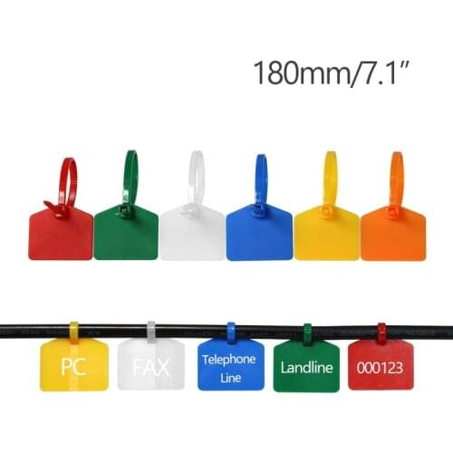100pcs Nylon Cable Label Tag Plastic Ethernet Network Cables Wire Marker Management Zip Tie Seal Organization Self Locking 18CM