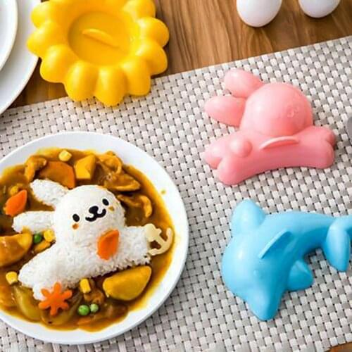 4Pcs/Set Rabbit Dolphin Shape Curry Rice Mold Sushi Maker DIY Kids Bento Tool Rice Mould Maker Deco Kitchen Accessories