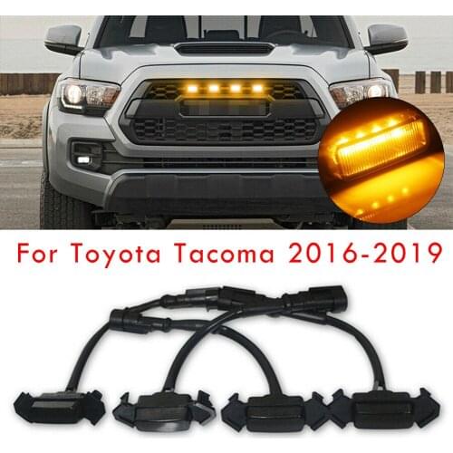 4x Smoke Front Grille LED Light Amber For Toyota Tacoma 2016-2019 Pro Grille Grille LED Lights