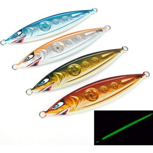 5PCS Deep sea Fishing Glow Stripe Zebra Jigging Slow sinking Jig Lure Jigbait spoon baits 150/200/250g