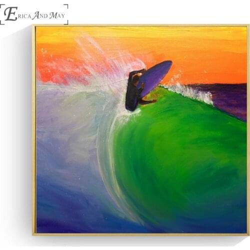 Abstract Surf Watercolor Vintage Poster Prints Oil Painting On Canvas Wall Art Murals Pictures For Living Room Decoration