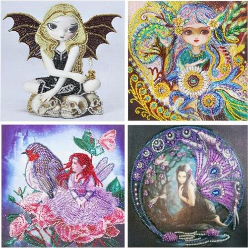 5D DIY Art Diamond Painting Elf Girl and Angel Pattern Diamond Mosaic Full Embroidery Cross Stitch Home Decoration Gift