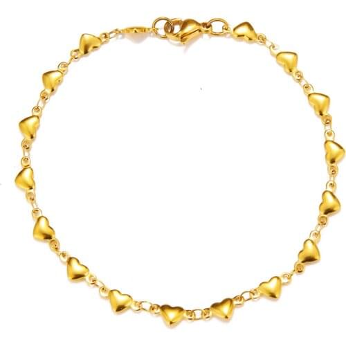 2021 Fashion Jewelry Vintage Golden Stainless Steel Heart Bracelet Charm Titanium Steel Thin Bracelet for Womens Accessories