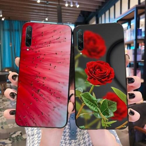 CUTEWANAN Red Heart Rose Flower Coque Shell Phone Case for Huawei P40 P30 P20 lite Pro Mate 20 Pro P Smart 2019 prime